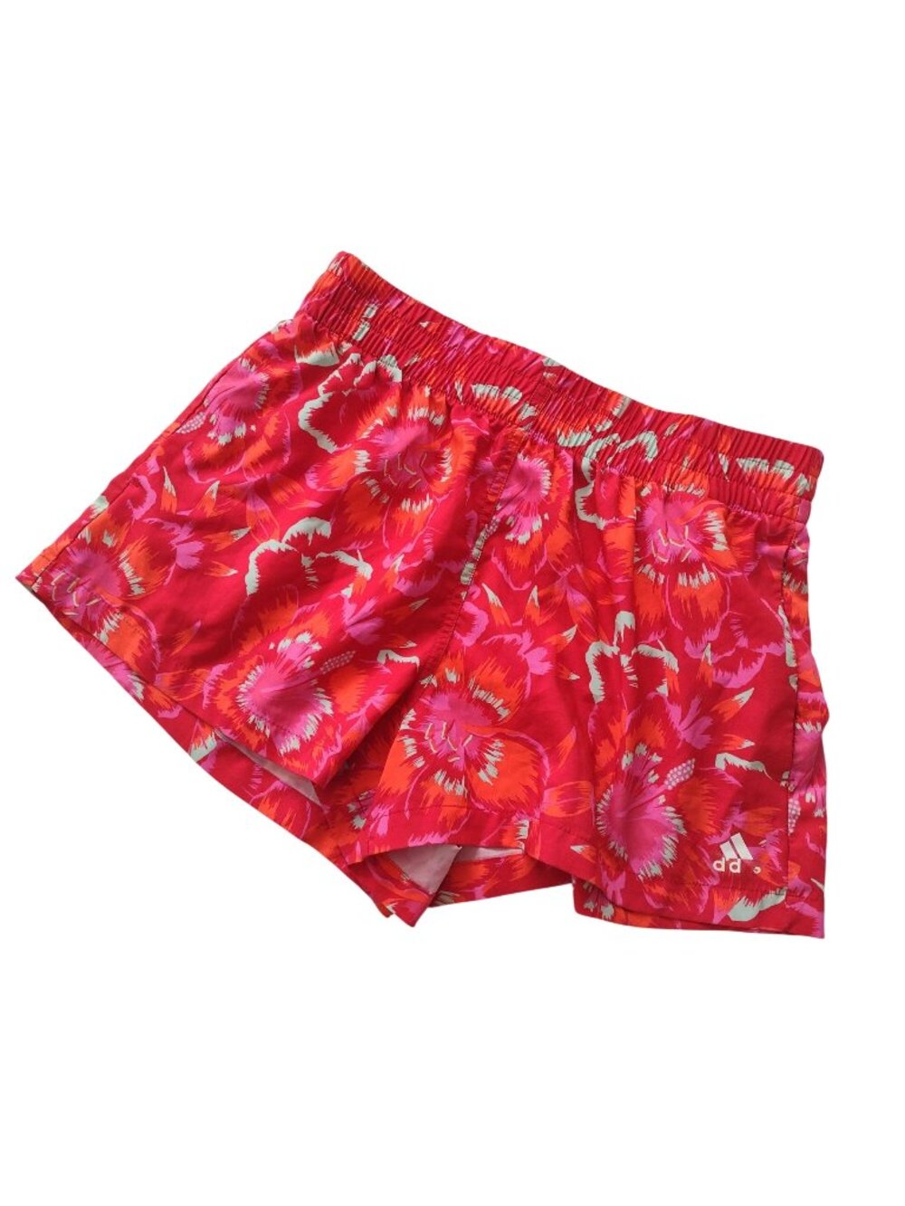 Adidas x Farm Rio Red Floral Print Shorts S Athletic Loose Fit High Rise Short